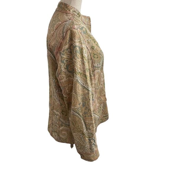 Vintage Coldwater Creek Pastel Paisley Linen Rayon Blend Mandarin Collar Jacket - Picture 6 of 8